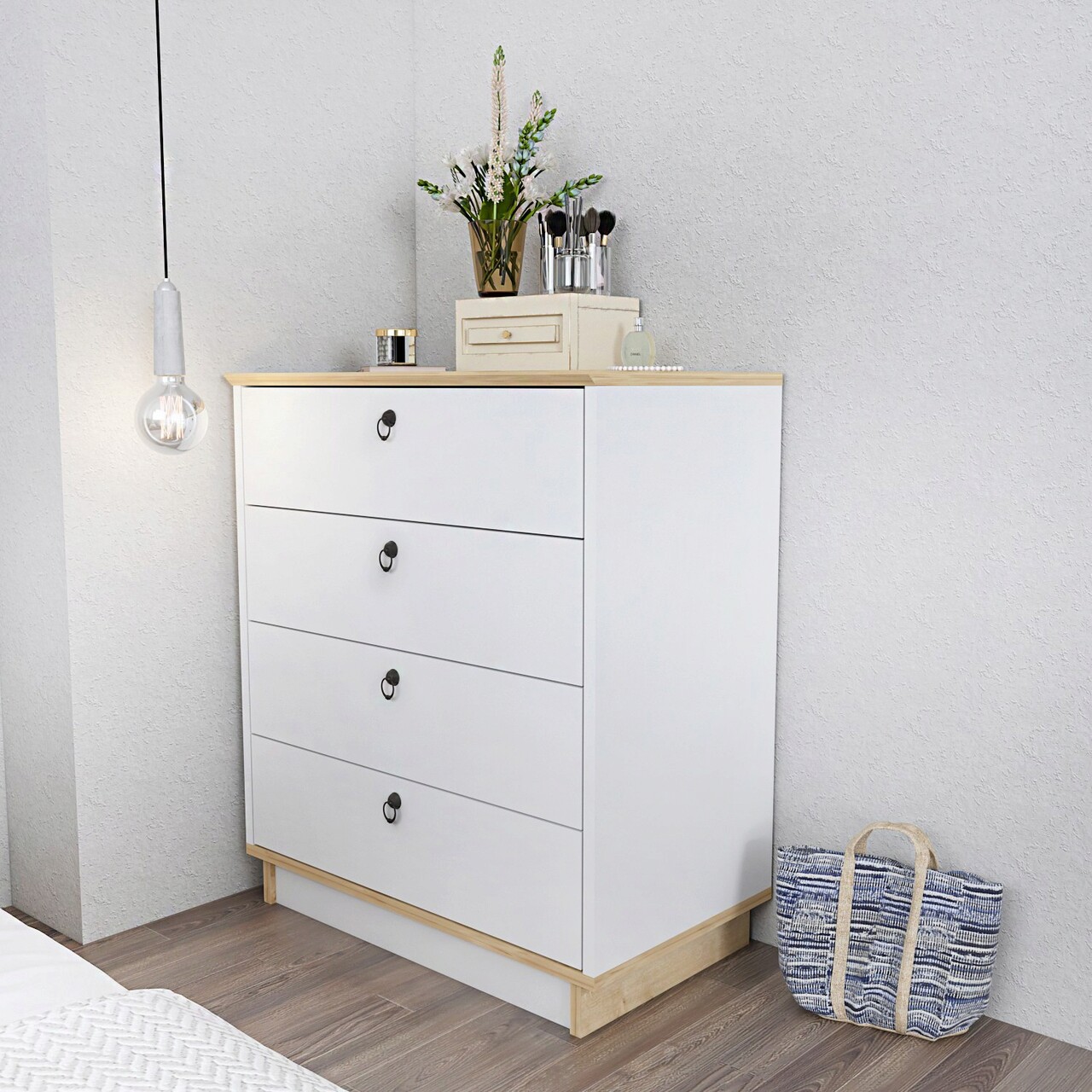Dulap, Hanah Home, Sahra, 72x83.1x42 cm, Alb / Stejar - imagine 7